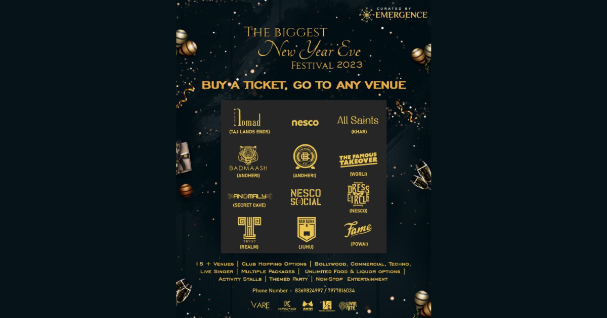 Mumbai's Ultimate New Year Extravaganza: Celebrate Across 15+ Venues with Emergence. THE BIGGEST NEW YEAR EVE FESTIVAL 2023